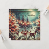  rendieren en kerstverlichting kaart (Voorkant / Achterkant in situ)