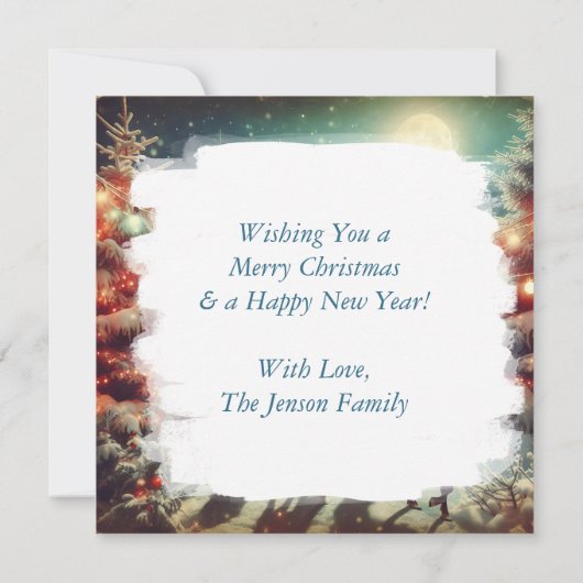  rendieren en kerstverlichting kaart (Achterkant)