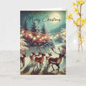  rendieren en kerstverlichting kaart (Gele Bloem)