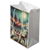  rendieren en kerstverlichting medium cadeauzakje (Voorkant Gekanteld)