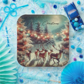 rendieren en kerstverlichting papieren bordje (Feest)