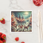 rendieren en kerstverlichting servet (Insitu)