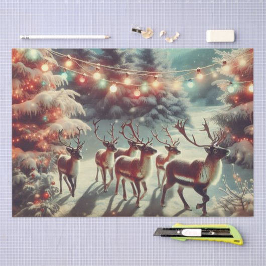  rendieren en kerstverlichting tissuepapier (Craft)