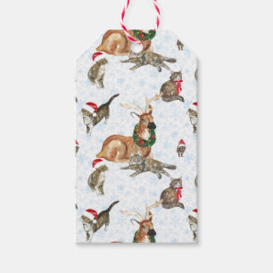 Rendieren en Kittenkatten Cadeaulabel