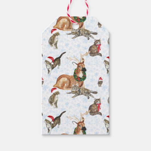 Rendieren en Kittenkatten Cadeaulabel (Voorkant)