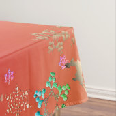 rendieren en kleurrijke sneeuwvlokken op roze rood tafelkleed (Voorbeeld)