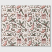  rendieren en kous kerst cadeaupapier (Vlak)