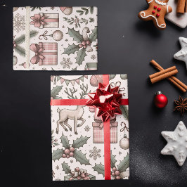  rendieren en kous kerst cadeaupapier