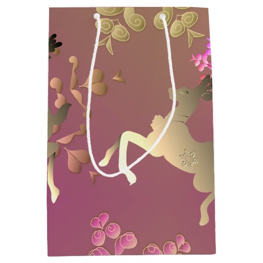 rendieren en neusvlokken medium cadeauzakje (Voorkant)