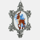 rendieren en neusvlokken tin sneeuwvlok ornament (Links)