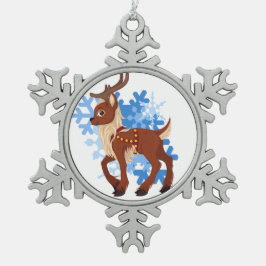 rendieren en neusvlokken tin sneeuwvlok ornament