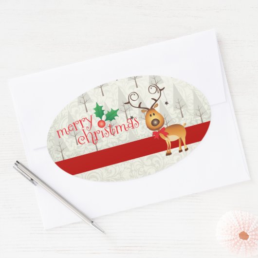 Rendieren en Santa Kerst sticker (Envelop)
