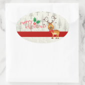 Rendieren en Santa Kerst sticker (Tas)