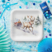 Rendieren en Sinterklaas Papieren Bordje (Feest)