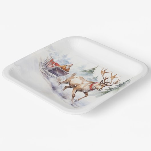 Rendieren en Sinterklaas Papieren Bordje (Gebogen)