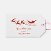 rendieren en slee rode en witte kerst cadeaulabel (Voorkant (Horizontaal))