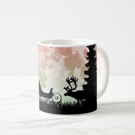 rendieren en Sleigh Silhouette Koffiemok (Voorkant rechts)