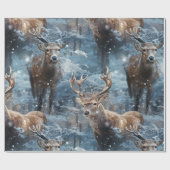 rendieren- en sneeuwvlokken cadeaupapier (Vlak)