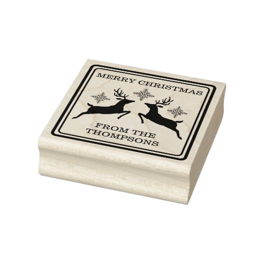 Rendieren en sneeuwvlokken feestelijk Vrolijk Kers Rubberstempel (Stempel)