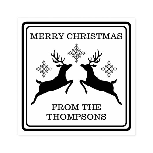 Rendieren en sneeuwvlokken feestelijk Vrolijk Kers Rubberstempel (Afrduk)