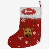 rendieren en sneeuwvlokken - kerstkousen kleine kerstsok (Achterkant)