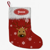 rendieren en sneeuwvlokken - kerstkousen kleine kerstsok (Voorkant)
