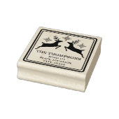 Rendieren en sneeuwvlokken met aangepaste adresgeg rubberstempel (Stempel)