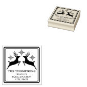 Rendieren en sneeuwvlokken met aangepaste adresgeg rubberstempel (Gestempeld)