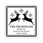 Rendieren en sneeuwvlokken met aangepaste adresgeg rubberstempel (Afrduk)
