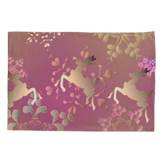 rendieren en sneeuwvlokken op gradiënt-Paars Kussensloop (Achterkant-Links)