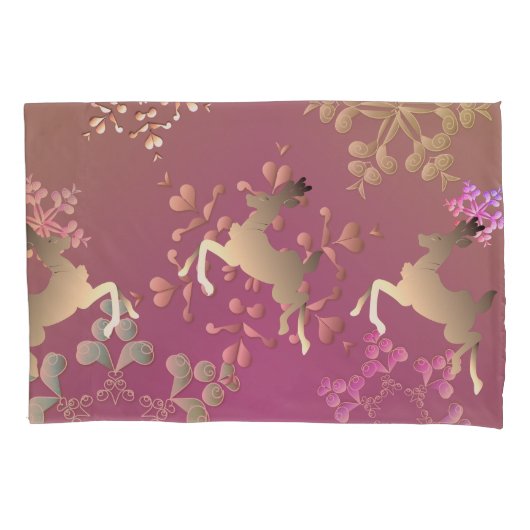 rendieren en sneeuwvlokken op gradiënt-Paars Kussensloop (Voorkant-Links)