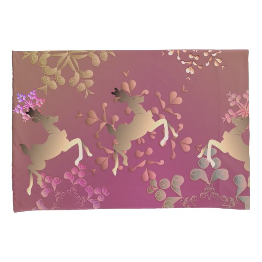 rendieren en sneeuwvlokken op gradiënt-Paars Kussensloop (Voorkant-Rechts)