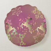 rendieren en sneeuwvlokken op gradiënt-Paars Rond Kussen (Achterkant)