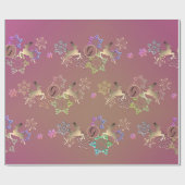 rendieren en sneeuwvlokken op Paarse moss Cadeaupapier (Vlak)