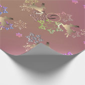 rendieren en sneeuwvlokken op Paarse moss Cadeaupapier (Hoek)