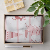 Rendieren en sneeuwvlokken Roze Witte Kerst Tissuepapier (Geschenk)