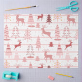 Rendieren en sneeuwvlokken Roze Witte Kerst Tissuepapier (Craft)