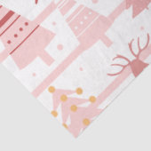 Rendieren en sneeuwvlokken Roze Witte Kerst Tissuepapier (Detail)