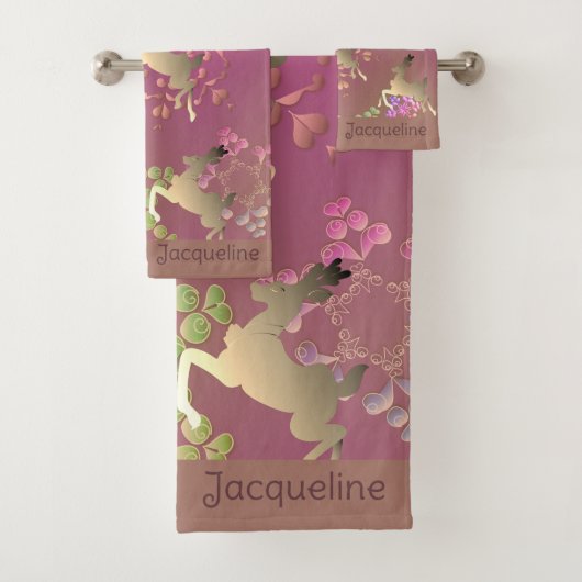 Rendieren en sneeuwvlokken w/Name Bad Handdoek (Insitu)