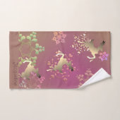 Rendieren en sneeuwvlokken w/Name Bad Handdoek (Handdoek)