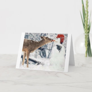 Rendieren eten sneeuwman feestdagen kaart