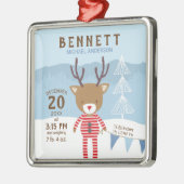 Rendieren Geboorte Stats Baby's 1e Kerstmis Metalen Ornament (Links)