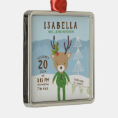 Rendieren Geboorte Stats Baby's 1e Kerstmis Metalen Ornament (Rechts)