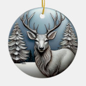 Rendieren gewei, bomen, sneeuw scene, herten 🦌🎄 keramisch ornament (Voorkant)