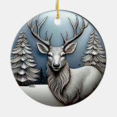 Rendieren gewei, bomen, sneeuw scene, herten 🦌🎄 keramisch ornament (Achterkant)