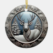 Rendieren gewei, bomen, unieke zilveren herten 🦌� keramisch ornament (Voorkant)