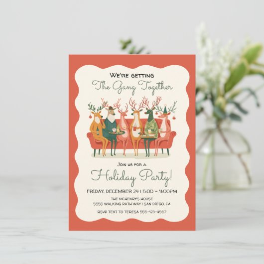 Rendieren grappig Kantoor Vakantie Feest Vriendsma Kaart (Staand voorkant)