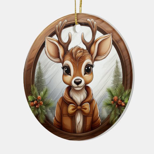 Rendieren, Herten, Antlers, Fawn, Doe Rustiek 🦌🎄 Keramisch Ornament (Links)