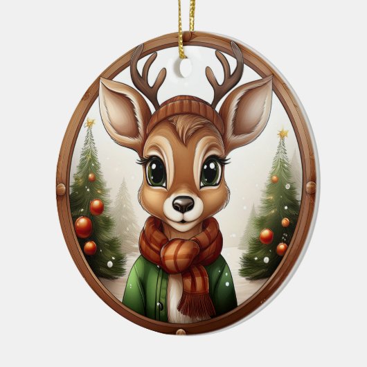 Rendieren, Herten, Antlers, Winter Xmas Scene 🦌🎄 Keramisch Ornament (Links)
