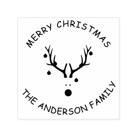 Rendieren hoofd Kerstmis familienaam Zelfinktende Stempel (Design)